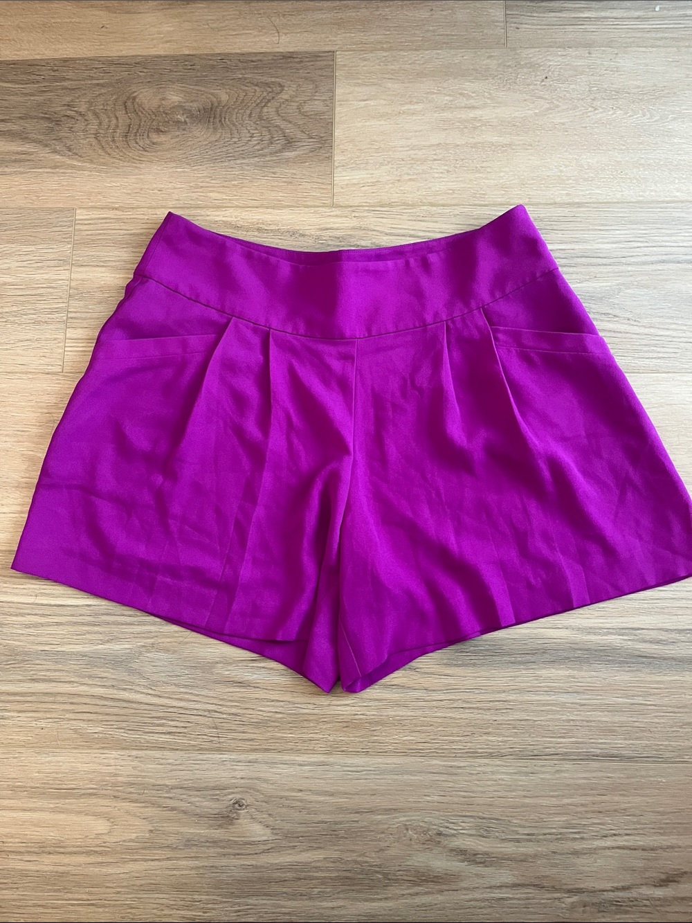 LOFT High-Waist Fuchsia Pleated Shorts